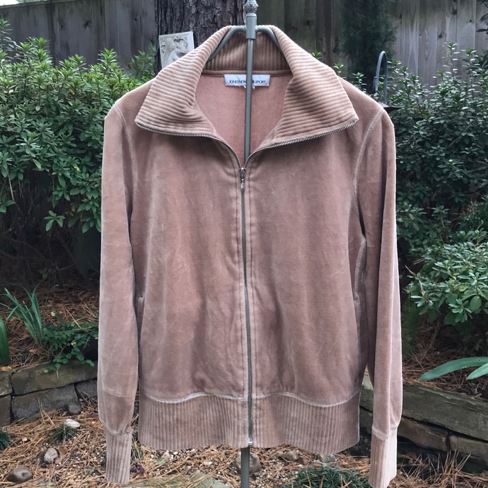 Jones New York Sport Tan Velour Full Zip Jacket